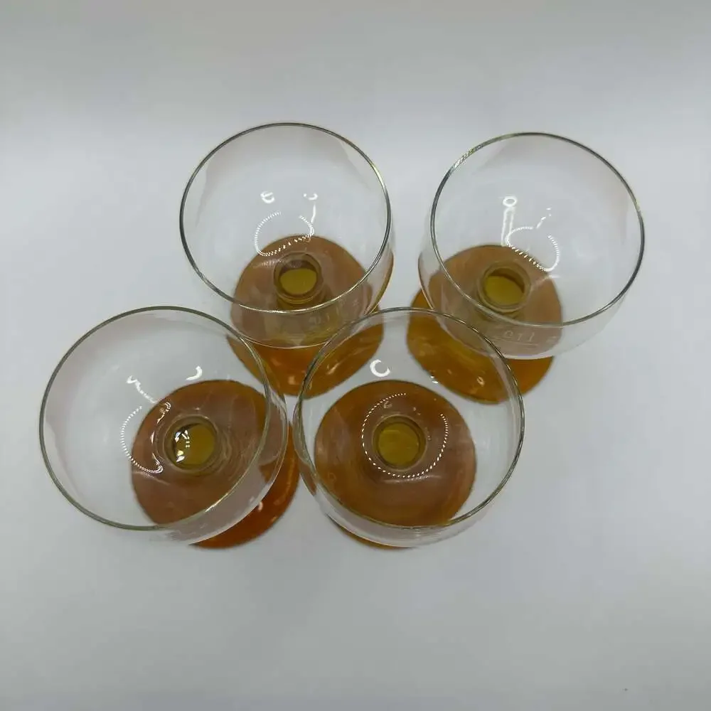 Set of 4 Vintage MCM Luminarc Roemer Amber Beehive Stem Wine Goblets 1970s